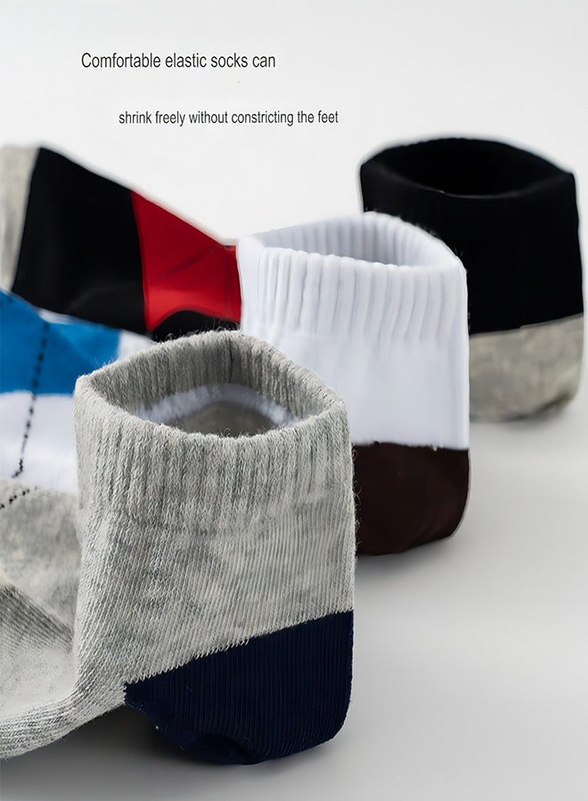 3 أزواج من جوارب الأعمال الماسية المصنوعة من القطن الخالص المسامي منخفضة الجودة للربيع والصيف، جوارب مريحة ماصة للعرق للرجال باللون الأسود ذات الفم الضحل - Image 2