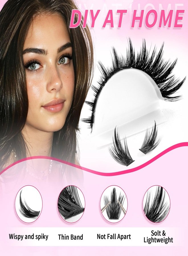 CMAYOME Lash Clusters Kit Manga Wispy Fluffy False Eyelashes Spikes Eyelash Extensions C Curl 2 Mixed Styles with Lash Bond&Seal，Lash Remover and Eyelash Brush，Tweezers for Beginners DIY at Home - Image 3