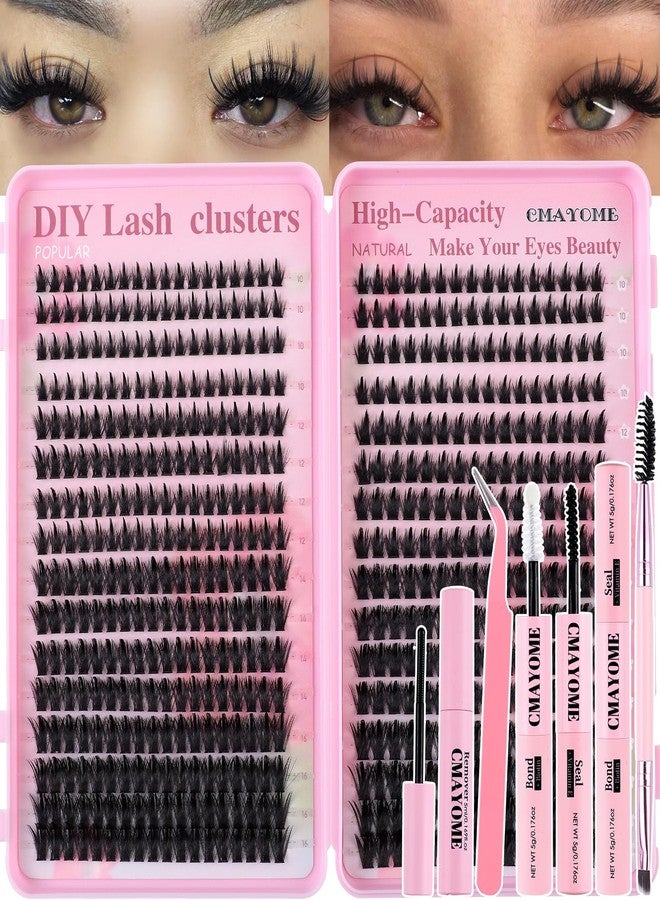 CMAYOME Lash Clusters Kit Manga Wispy Fluffy False Eyelashes Spikes Eyelash Extensions C Curl 2 Mixed Styles with Lash Bond&Seal，Lash Remover and Eyelash Brush，Tweezers for Beginners DIY at Home - Image 1