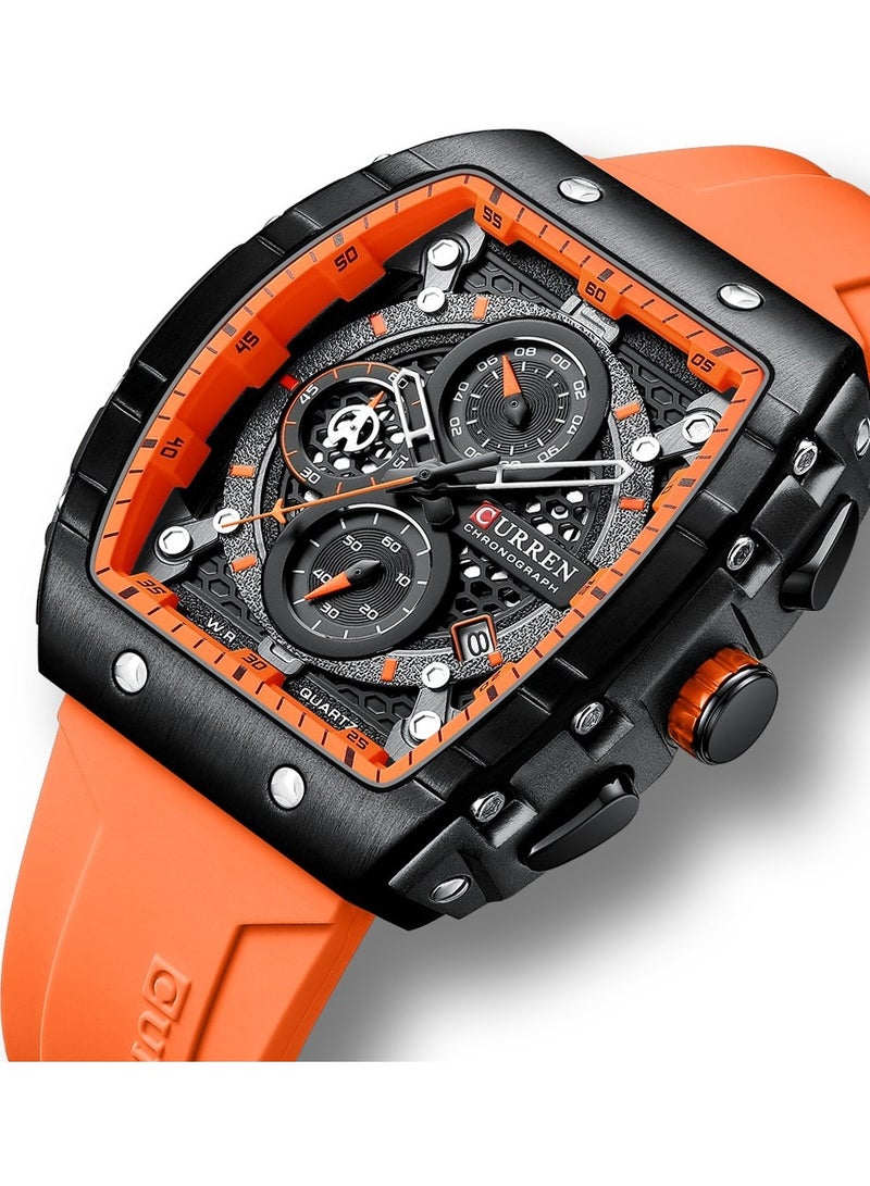 CURREN CURREN 8442M Men Quartz Sport Watch Silicone Strap Alloy Case Fashion Multifunction Wristwatch Abrastion Resistant glass 3ATM Luminous Display Chronograph Calendar Date Watches  - Image 2