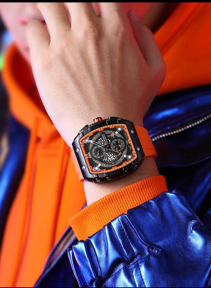CURREN CURREN 8442M Men Quartz Sport Watch Silicone Strap Alloy Case Fashion Multifunction Wristwatch Abrastion Resistant glass 3ATM Luminous Display Chronograph Calendar Date Watches  - Image 5