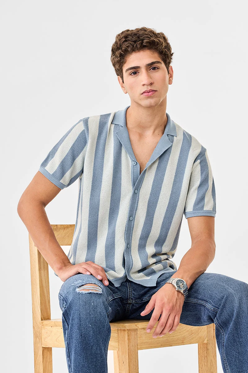 SNITCH 100% Cotton Knitted Stripes Shirt