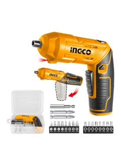 INGCO INGCO 4V Electric Cordless Screwdriver – Rechargeable Power Drill Driver Set, 4N.m Max Torque, 240RPM, Adjustable 0° to 180°, LED Work Light, USB Charging, Tool Box Included  - Image 1