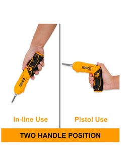 INGCO INGCO 4V Electric Cordless Screwdriver – Rechargeable Power Drill Driver Set, 4N.m Max Torque, 240RPM, Adjustable 0° to 180°, LED Work Light, USB Charging, Tool Box Included  - Image 3