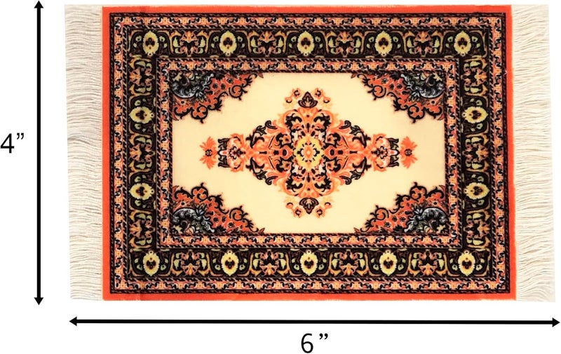 Inusitus Batch uniform stable quality Carpet Coasters, Set 4 Turkish Rug Style Table Drink mats, Absorbent Kitchen and Dining Accessories, Spill & drip Protection Room to room portable - Image 3