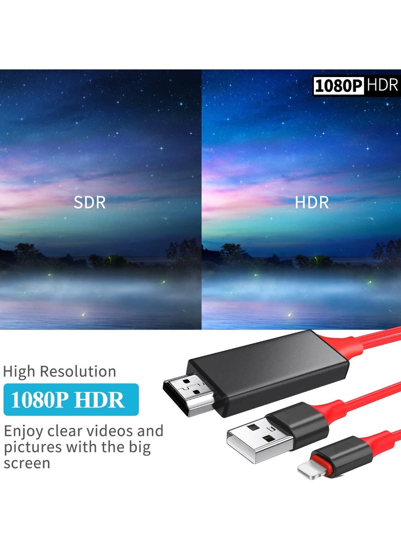 Generic - Lightning to HDMI Cable Adapter for iPhone, iPad, iPod – 1080P Digital AV Converter with USB Charging Port, 2m HDMI Cord - Image 1