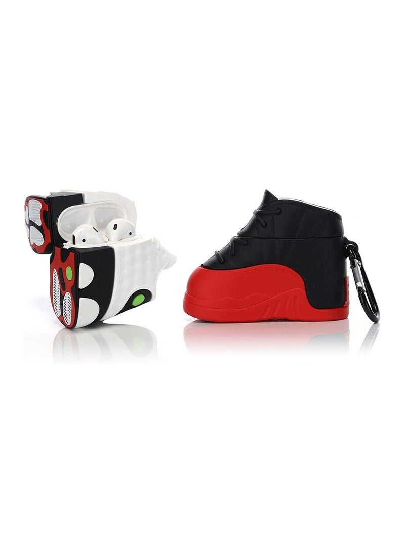 عام (عبوة من 2) حقيبة سيليكون لطيفة لسماعات Airpods 1/2 مع سلسلة مفاتيح، تصميم كرتوني لحماية الشاحن وسماعات الرأس، مجموعة ملحقات متوافقة مع Airpods 1 و 2 - Image 1