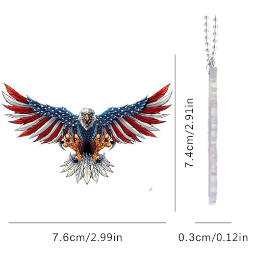 Flenzy Acrylic American Eagle Car Hanging Ornament, Patriotic USA Flag Design, Rearview Mirror Pendant, Cra028,Multicolor - Image 4