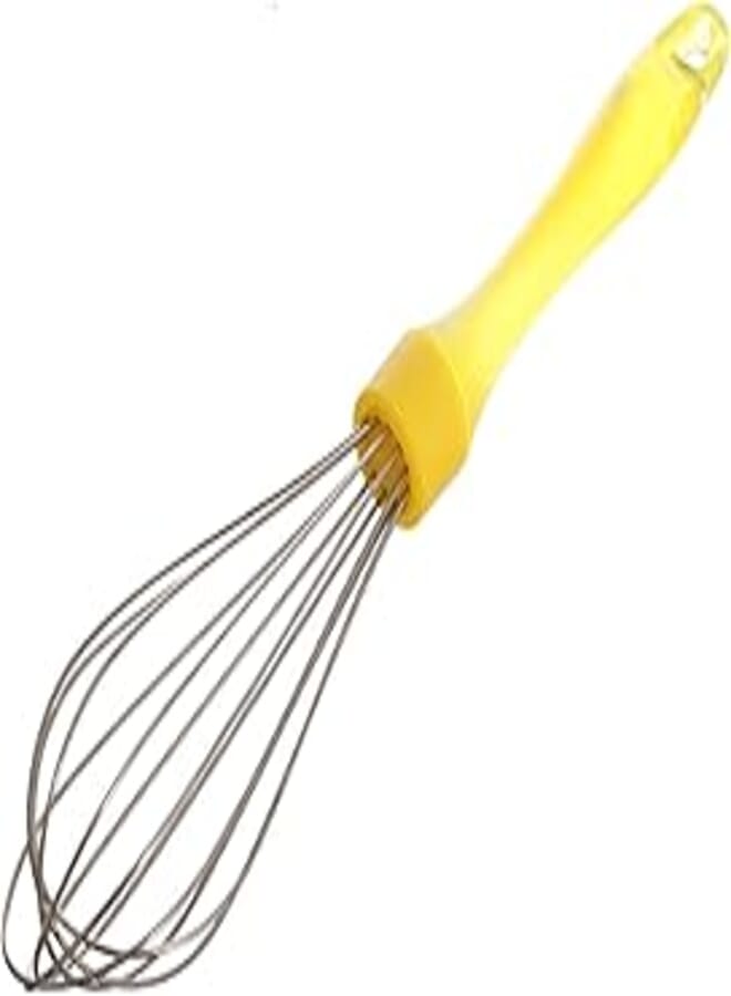 OR Stainless Steel Manual Egg Whisk With Plastic Handle - Yellow & Silver 