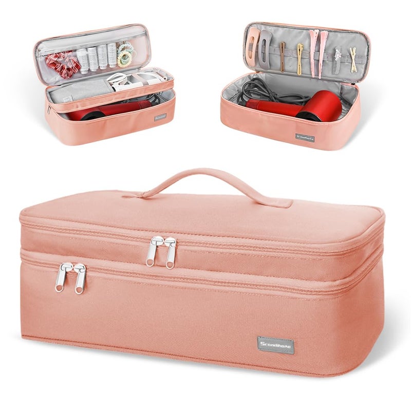 May Create حقيبة سفر MAYCREATE® لحمل مجفف الشعر Dyson Airwrap Brush Shark Flexstyle أدوات تخزين ملحقات الشعر ذات الطبقتين لحقيبة مجفف الشعر Revlon Styler، سوداء (الحقيبة فقط) - Image 1