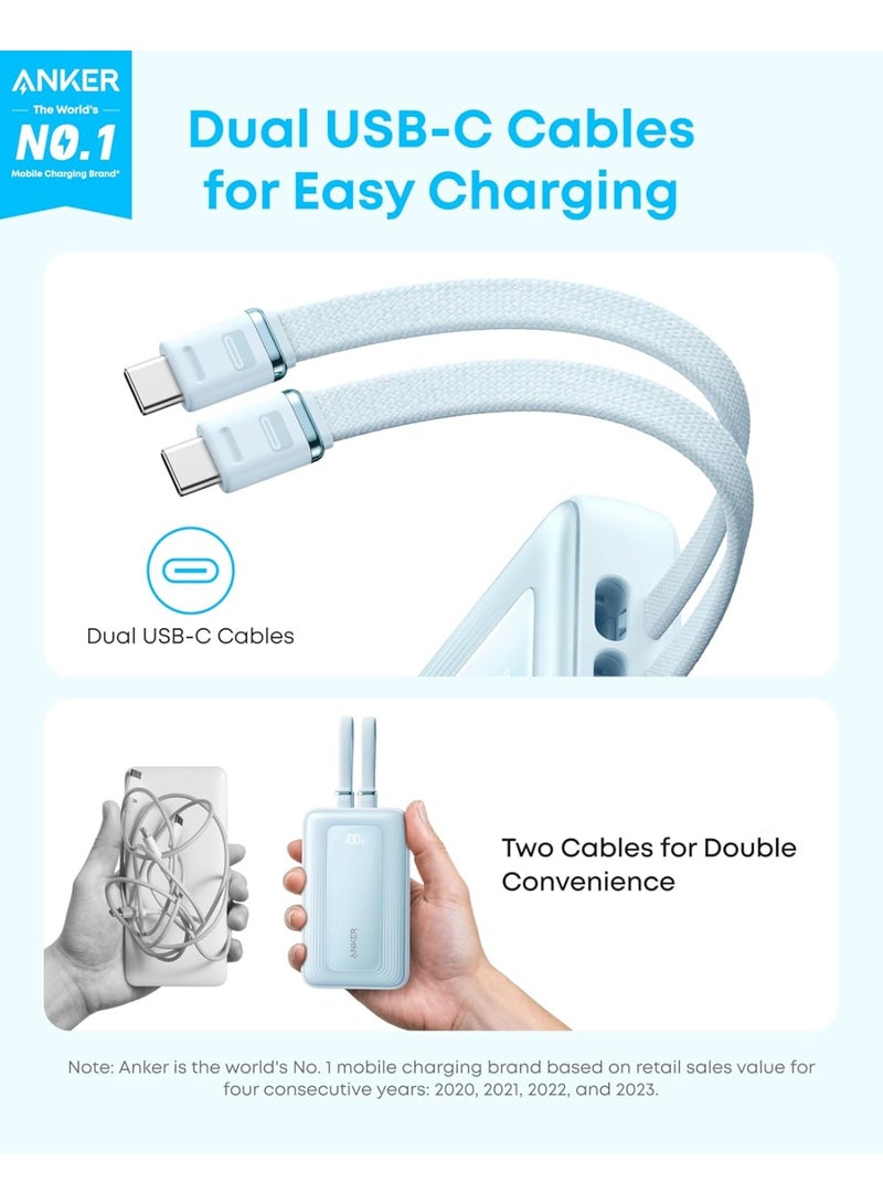 Anker Zolo Power Bank, 45W Max Fast Charging, 20,000mAh Battery Pack with Dual Built-in USB-C Cables, 1 USB-C&A Port, for iPhone 17/16 Series, Samsung, MacBook, iPad, and More - Image 2
