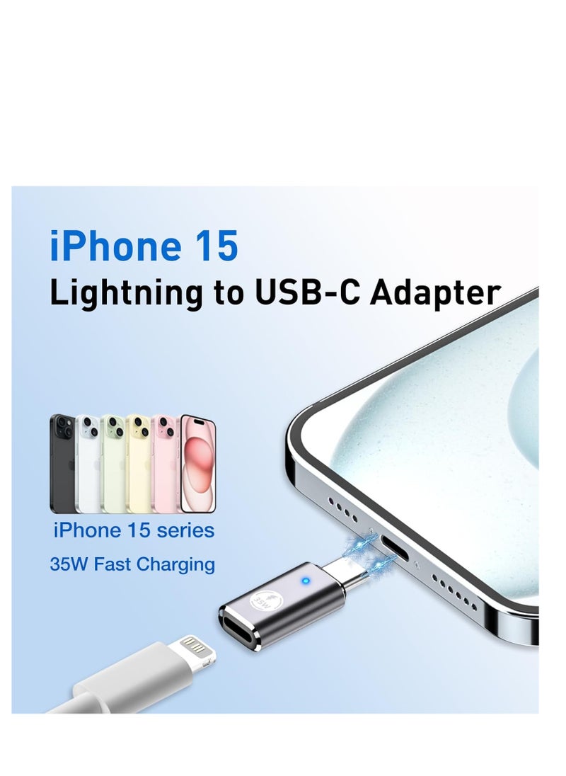 SYOSI iPhone 15/15 Pro Max USB C to Lightning Adapter 3Pack 35W Lightning Female to USB C Male Adaptor Fast Charging lightning to USBC Charger Converter for iPhone 15/15 Plus/15 Pro Max with Blue Light  - Image 3