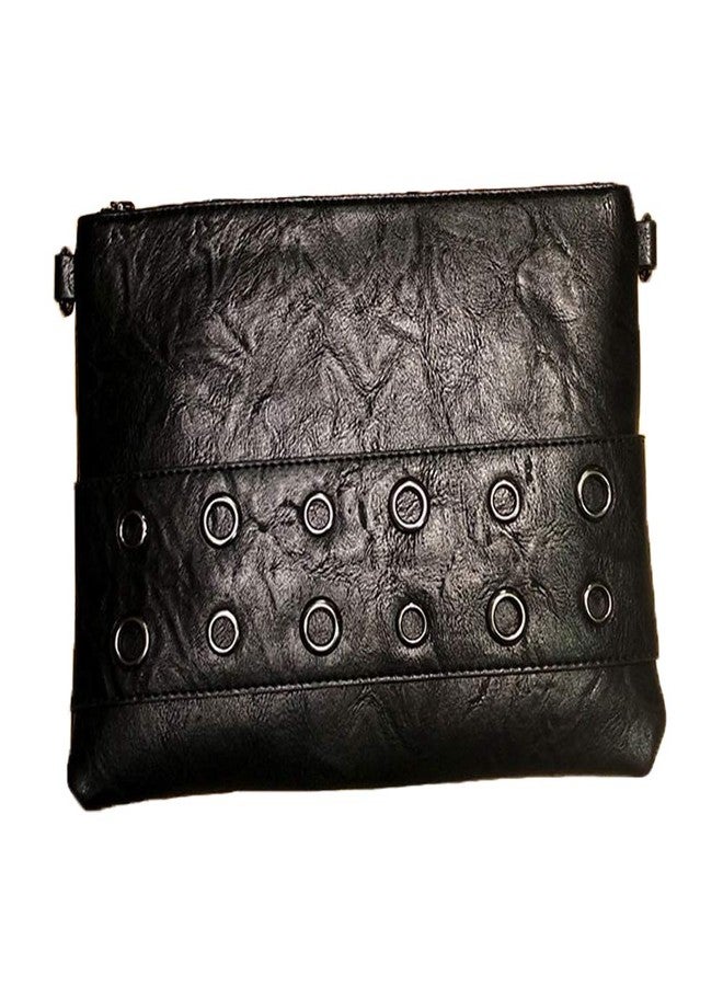 NIGEDU Fashion Rivet Women Envelope Clutch Bag PU Leather Crossbody Messenger Bags Female Shoulder Handbag Wristlet Clutches (Black) - Image 1