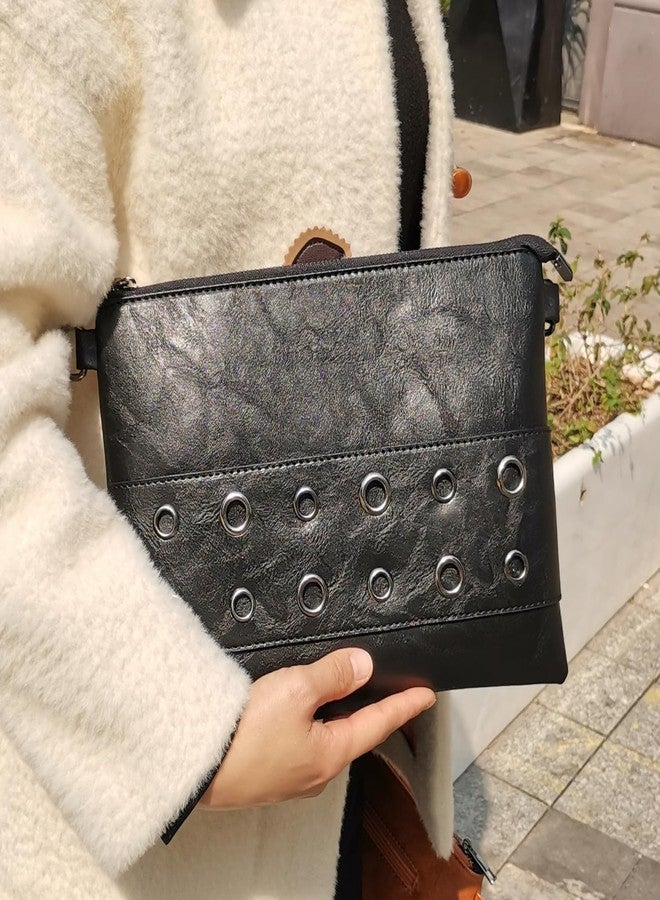 NIGEDU Fashion Rivet Women Envelope Clutch Bag PU Leather Crossbody Messenger Bags Female Shoulder Handbag Wristlet Clutches (Black) - Image 4