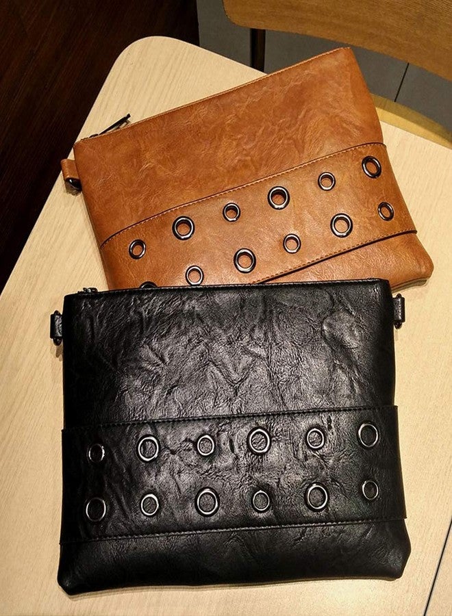 NIGEDU Fashion Rivet Women Envelope Clutch Bag PU Leather Crossbody Messenger Bags Female Shoulder Handbag Wristlet Clutches (Black) - Image 5