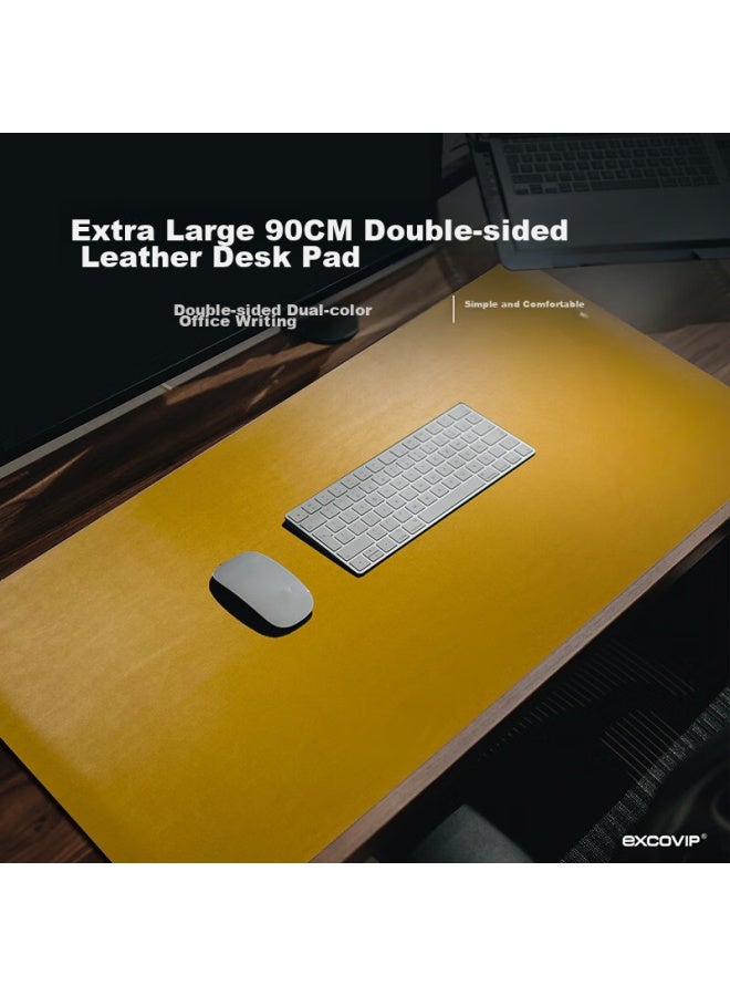 Exco 90x45 Mouse Pad, Extra Large Office Desk Pad, Waterproof Leather Desk Mat, Writing Pad, Computer Pad, Keyboard Leather Desk Cover, Double-sided Gaming Mat, Blue And Yellow 3765 - Image 2