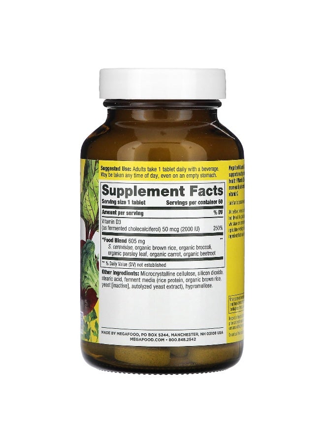 MegaFood, Vitamin D3, 50 mcg (2,000 IU), 60 Tablets (Packaging may vary) - Image 2