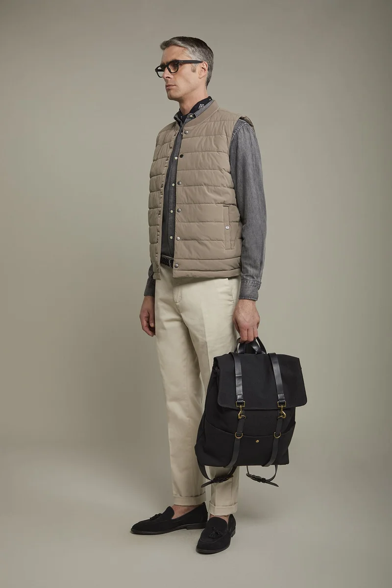 Doppelganger Beige Men's reversible sleeveless vest with lightweight padding regular fit - Beige for Men | Best Price UAE