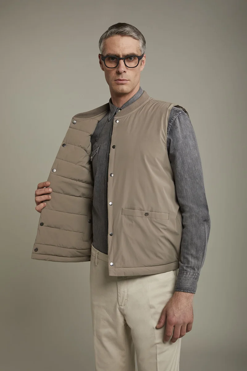 Doppelganger Beige Men's reversible sleeveless vest with lightweight padding regular fit - Beige for Men | Best Price UAE