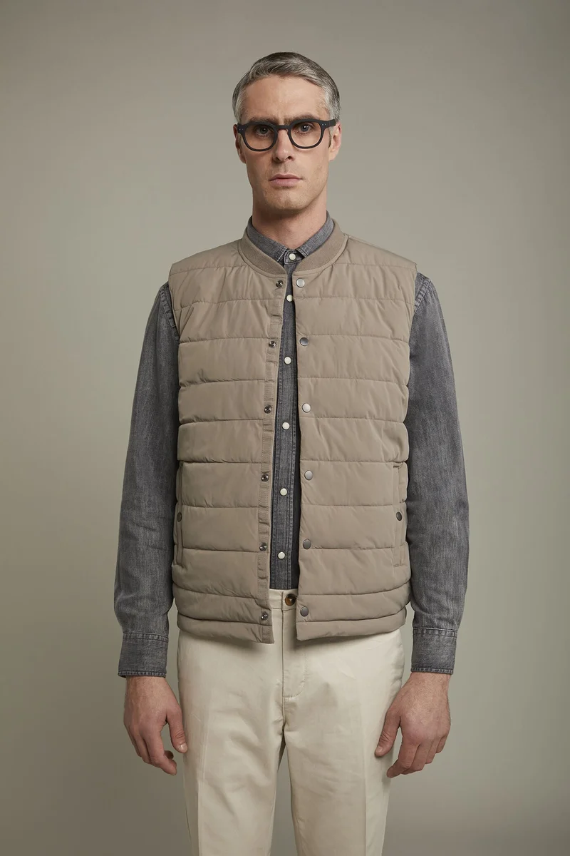 Doppelganger Beige Men's reversible sleeveless vest with lightweight padding regular fit - Beige for Men | Best Price UAE