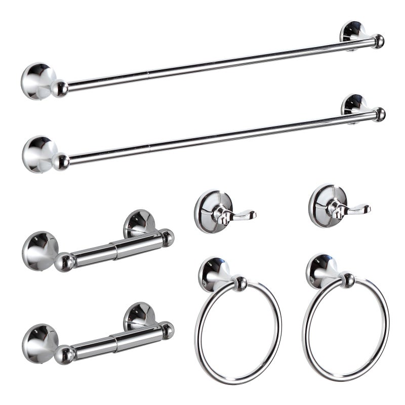 BGL Bathroom Hardware Set Chrome Adjustable Expandable Bath Towel Bars Bathroom Accessory Set Towel Racks 8Pieces Wall Mount
