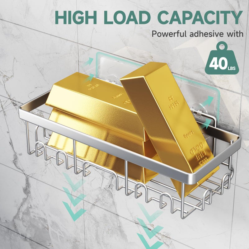 فيكن veken undarsive دش العلبة 5 عبوات الوزن الثقيل تحمل رفوف دش مثبتة على الحائط الكبير ملحقات تخزين منظم مع صاب - Image 3