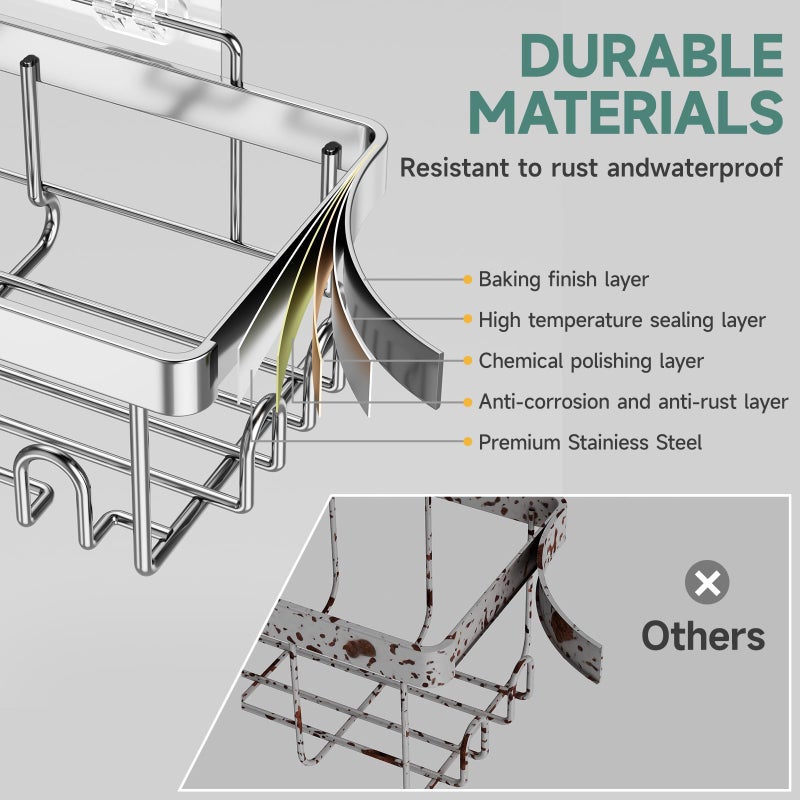 فيكن veken undarsive دش العلبة 5 عبوات الوزن الثقيل تحمل رفوف دش مثبتة على الحائط الكبير ملحقات تخزين منظم مع صاب - Image 4
