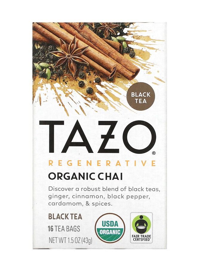 Tazo teas Regenerative Organic Chai Black Tea 16 Tea Bags 