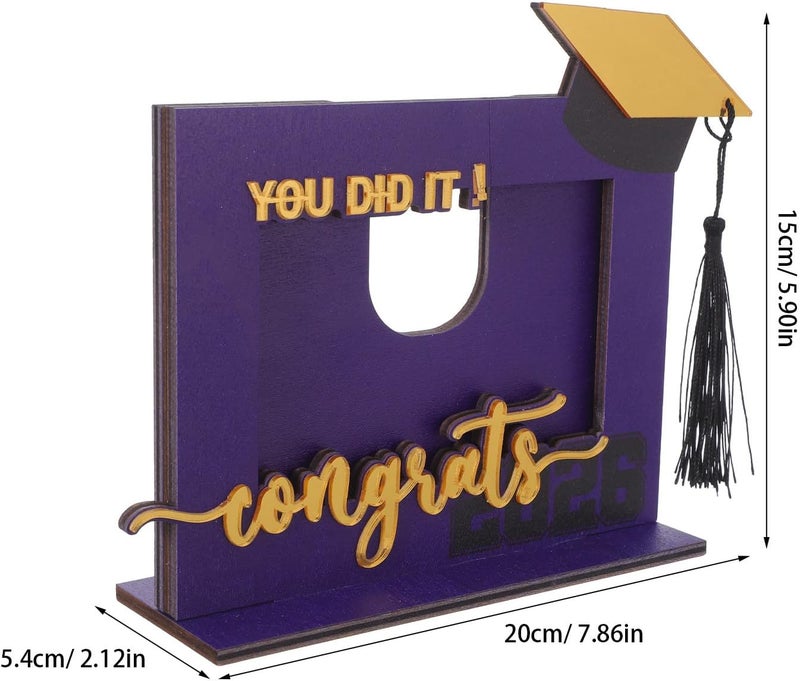 Graduation Photo Frame: Class of 2026 Motivational Wooden Picture Frame with Cap and Tassel Design - Graduation Keepsake for High School College and Preschool Graduates - Image 2