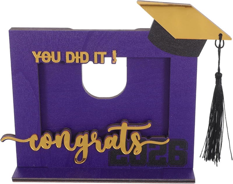 Graduation Photo Frame: Class of 2026 Motivational Wooden Picture Frame with Cap and Tassel Design - Graduation Keepsake for High School College and Preschool Graduates - Image 1