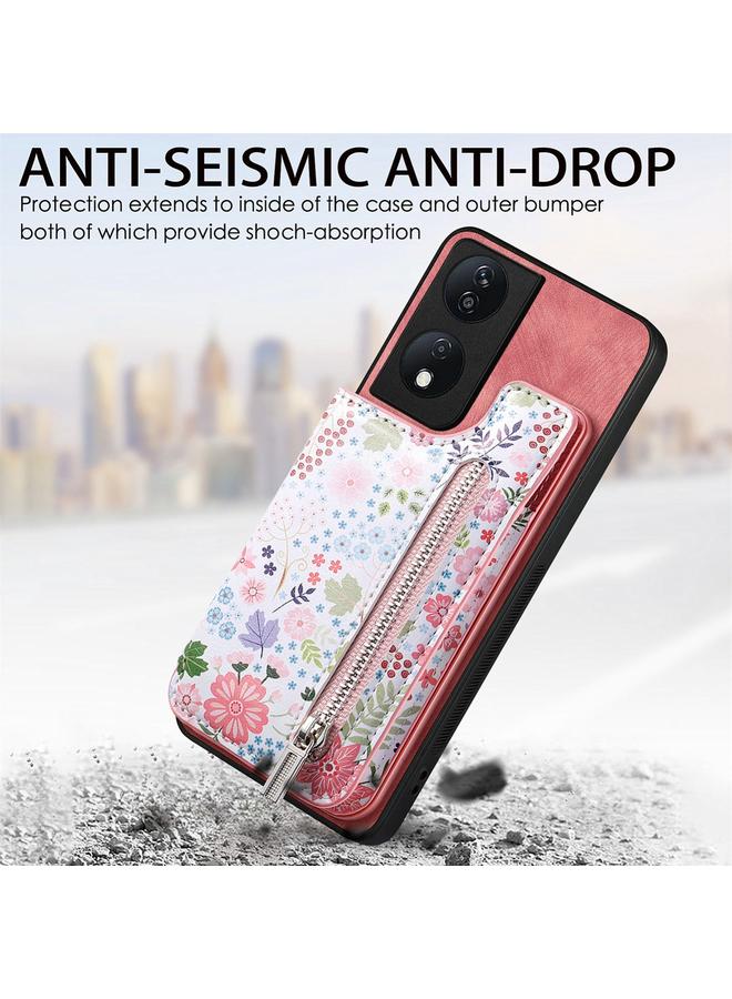 Green Tiger Case For Honor 50 Retro Painted Zipper Wallet Back Phone Case - Image 3