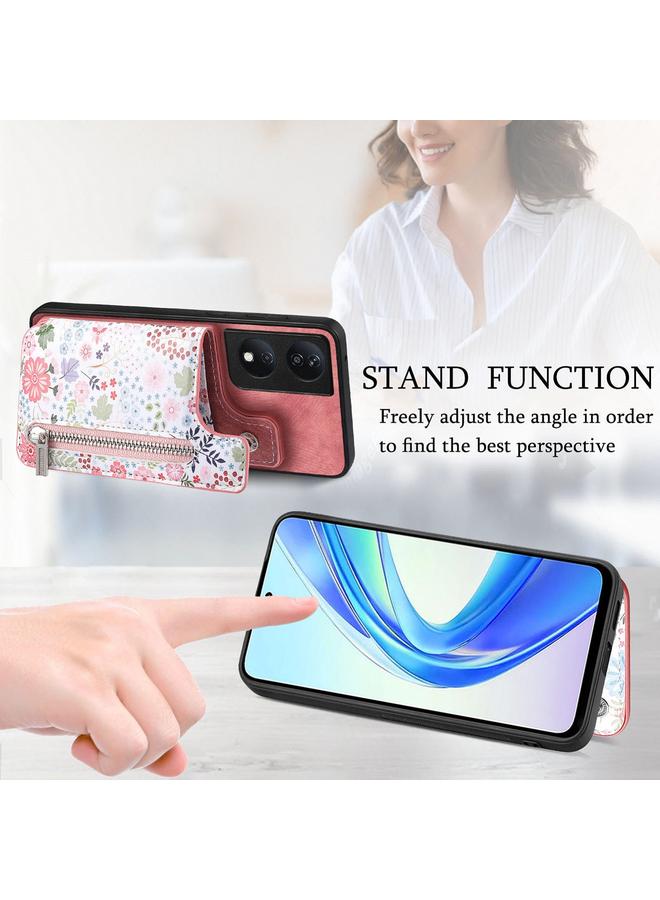 Green Tiger Case For Honor 50 Retro Painted Zipper Wallet Back Phone Case - Image 5