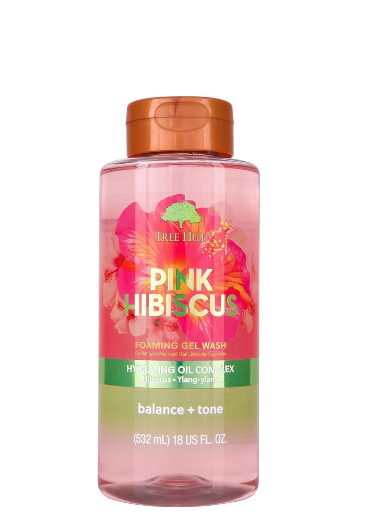 Tree Hut غسول جل رغوي من تري هات بزهرة الكركديه الوردية | ينظف ويهدئ البشرة دون تجريدها من الرطوبة | مصنوع من مركب زيوتنا المرطبة | 18 أونصة سائلة. - Image 1