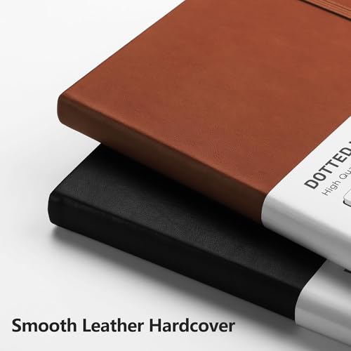 RETTACY Bullet Dotted Journal Notebook, 192 Pages, A5 Medium Size (5.7'' x 8.3''), Leather Hardcover, 100 GSM Thick Paper, for Bullet Journaling, Planning, Tracking (Black) - Image 4