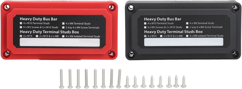 Bus Bar Box Terminal Block 200A 4 x M10 Studs 3 / 8in Zinc Alloy ABS - Heavy Duty Circuit Connection, Easy Installation for Cars, RV, Trucks, Yachts DC12-48V - Image 1
