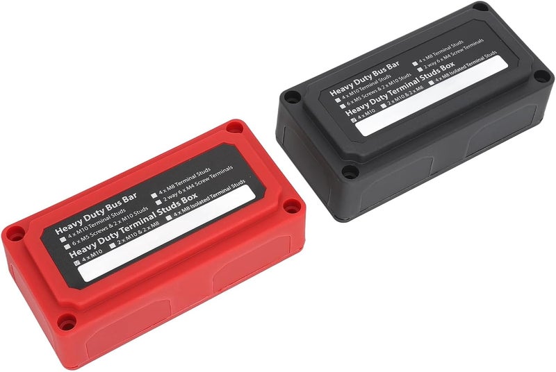Bus Bar Box Terminal Block 200A 4 x M10 Studs 3 / 8in Zinc Alloy ABS - Heavy Duty Circuit Connection, Easy Installation for Cars, RV, Trucks, Yachts DC12-48V - Image 3