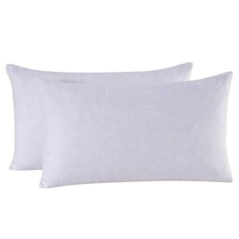 HOMESJUN Set of 2, 95% Feather 5% Down Decorative Throw Pillow Insert, Cotton Cover, 12x20 Inch - Image 1