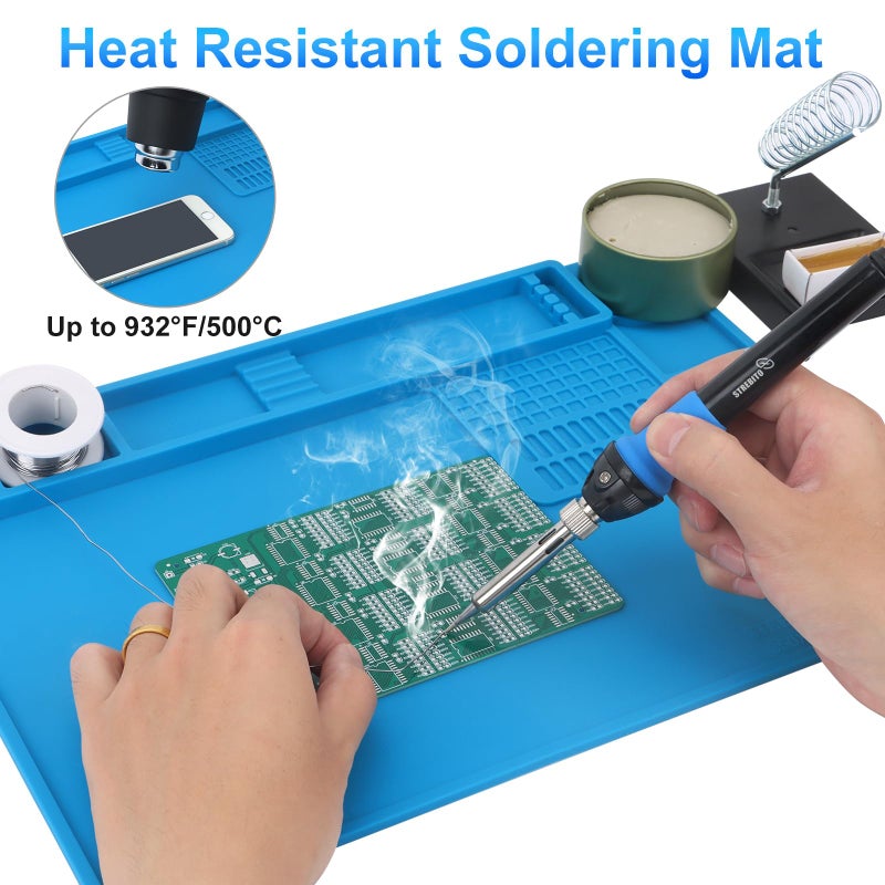 STREBITO Soldering Mat Electronics Repair Mat, Silicone Work Mat Heat Resistant 932Â°F, Magnetic Mat for Screws and Tools, Solder Mat Silicone Pad for Watch, Phone, Eyeglass, Knife, Size 13.8 "x 9.9" - Image 3