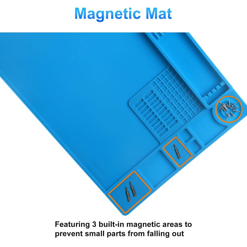 STREBITO Soldering Mat Electronics Repair Mat, Silicone Work Mat Heat Resistant 932Â°F, Magnetic Mat for Screws and Tools, Solder Mat Silicone Pad for Watch, Phone, Eyeglass, Knife, Size 13.8 "x 9.9" - Image 4