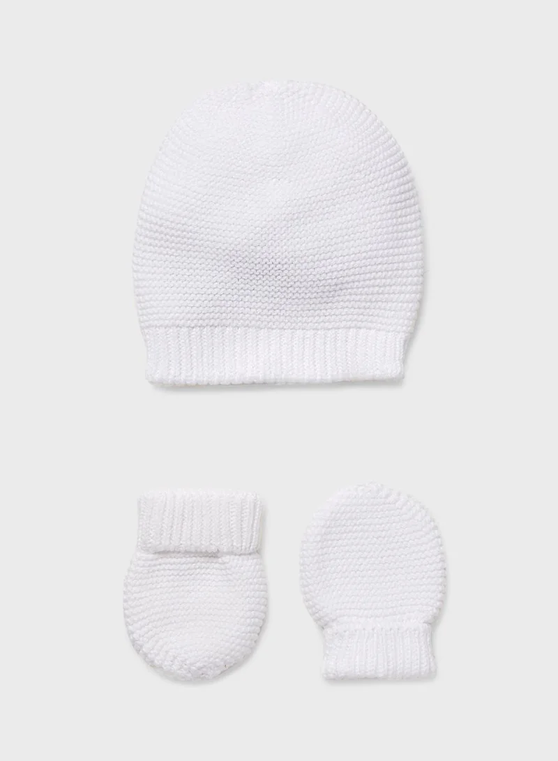 Zippy Infant Knitted Beanie & Mitten Set