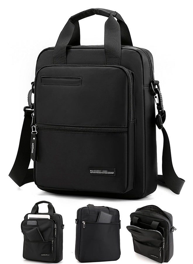 YelaJoy Men's 14-inch Laptop Messenger Bag Shoulder Bag, Black Nylon Large Shoulder Bag for Hanging Crossbody, Business Waterproof Casual Black Crossbody Bag for Work Travel Outdoor Everyday Life - Image 1