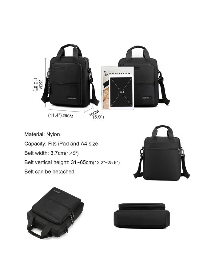 YelaJoy Men's 14-inch Laptop Messenger Bag Shoulder Bag, Black Nylon Large Shoulder Bag for Hanging Crossbody, Business Waterproof Casual Black Crossbody Bag for Work Travel Outdoor Everyday Life - Image 5