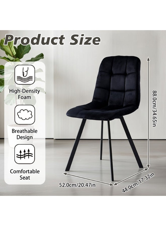 EqiEch Modern Tufted Velvet Dining Chair, Ergonomic Accent Chair with Sturdy Metal Legs for Kitchen, Dining Room & Living Room (Black) - Image 5