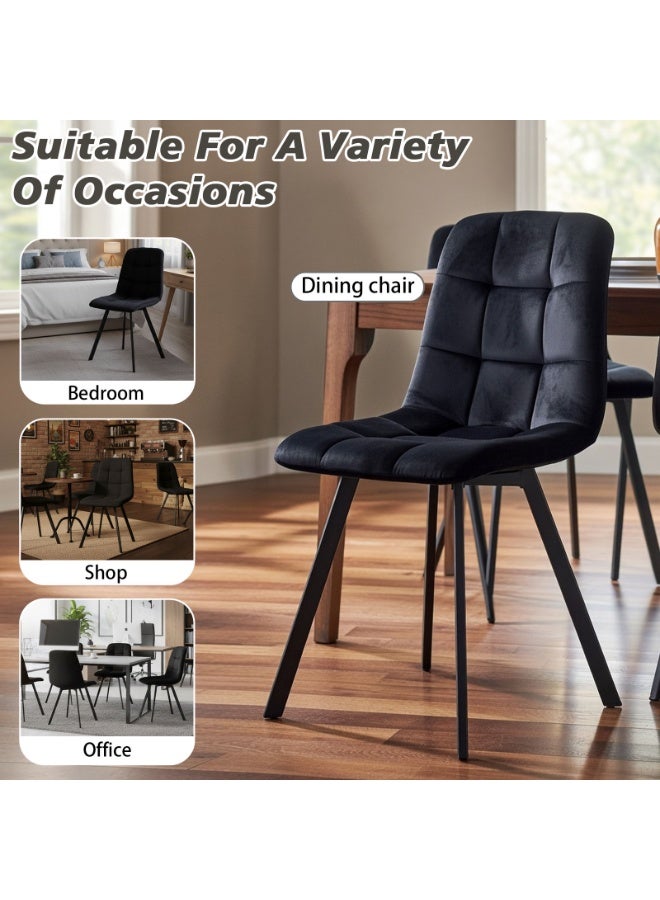 EqiEch Modern Tufted Velvet Dining Chair, Ergonomic Accent Chair with Sturdy Metal Legs for Kitchen, Dining Room & Living Room (Black) - Image 3