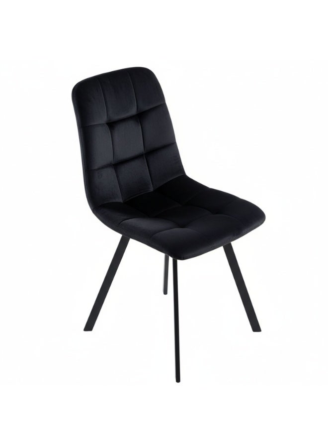 EqiEch Modern Tufted Velvet Dining Chair, Ergonomic Accent Chair with Sturdy Metal Legs for Kitchen, Dining Room & Living Room (Black) - Image 1