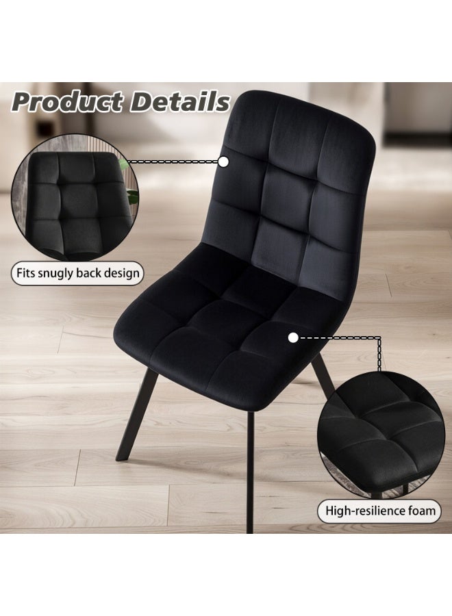 EqiEch Modern Tufted Velvet Dining Chair, Ergonomic Accent Chair with Sturdy Metal Legs for Kitchen, Dining Room & Living Room (Black) - Image 4