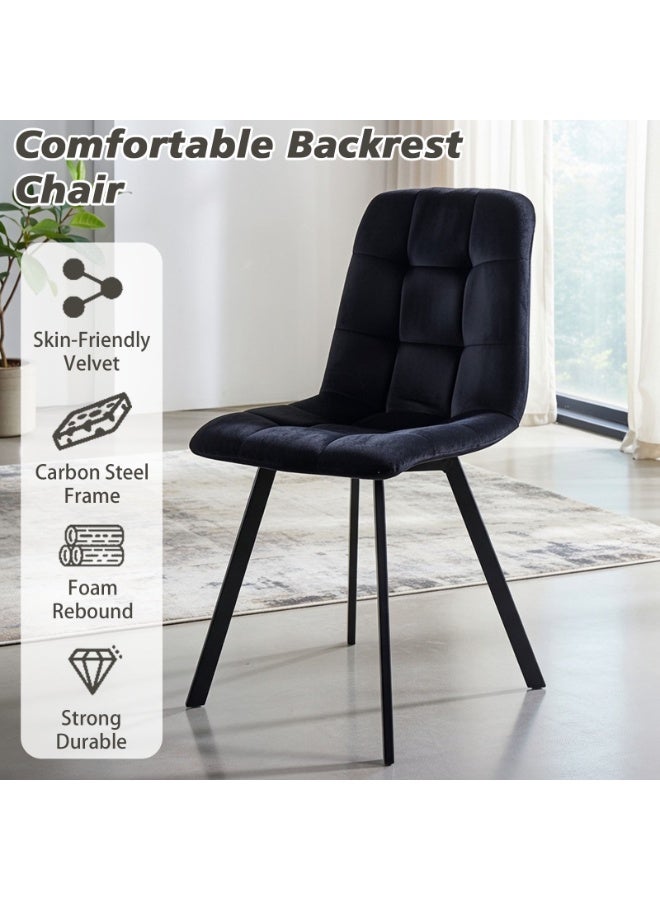EqiEch Modern Tufted Velvet Dining Chair, Ergonomic Accent Chair with Sturdy Metal Legs for Kitchen, Dining Room & Living Room (Black) - Image 2