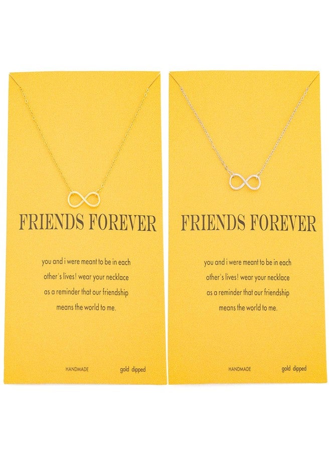 Zealmer Best Friend Cross Arrow Infinity Love Necklace 16K Gold Plated (Infinity silver+gold 2PCS) - Image 2