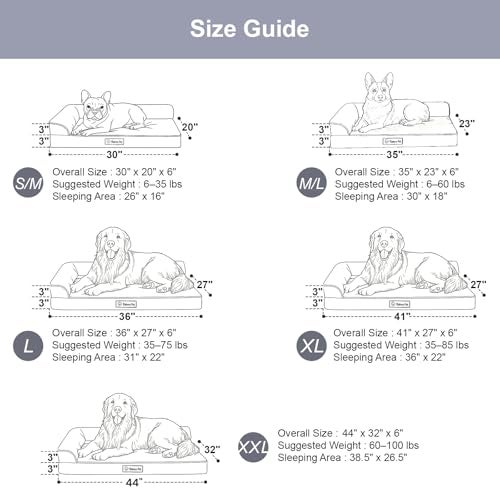 Rainmr Orthopedic Dog Bed Medium Size Dog Memory Foam Dogs Bed for Medium Dogs Washable Removable Cover Nonskid Bottom Waterproof for Indoor Outdoor Crate Car Use 35x23x6 Inches Light Grey - Image 3