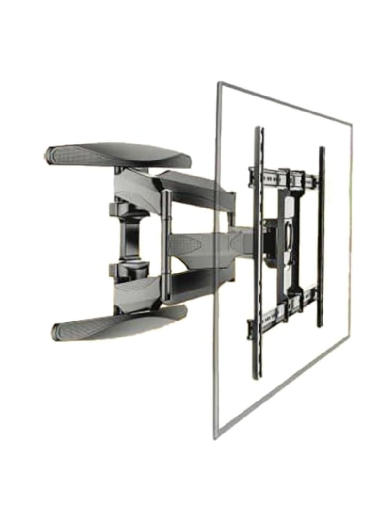Wall-mounted TV bracket suitable for 55 - 85 inch screens and weighing 4 kg. Black TV bracket with full movement and a wide, large base made of reinforced metal, with safety guide included, and mounting accessories included. - Image 1